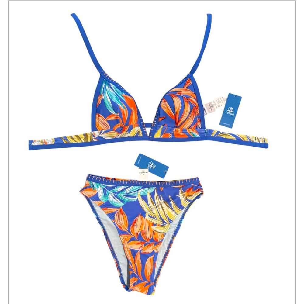 Cupshe Blue Tropical Bikini Set